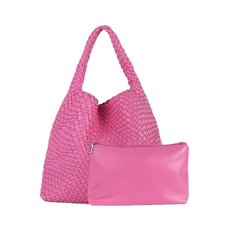 Fashion Shoulder Hobo Bags Leather Woven Bag for Women Tote Handbag Top Handle Bucket Bags Rose Pink G Need Walmart