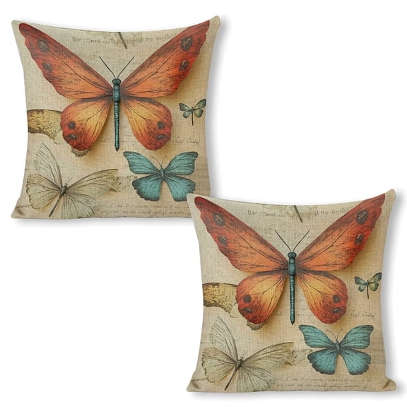 butterflies dragonflies paperlinen throw pillowcase decoration pillowcase gifting preferred 20x20 inch cushion cover 2 sets sofa pillowcase sofa bedroom living room car
