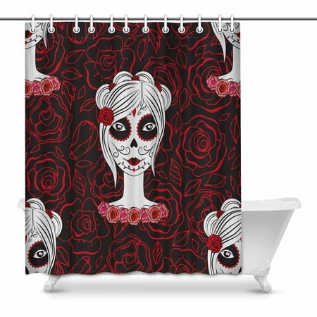 Pop Girl With Make Up For Day Of Dead Bathroom Shower Curtain Set 60x72 Inch Walmart Canada