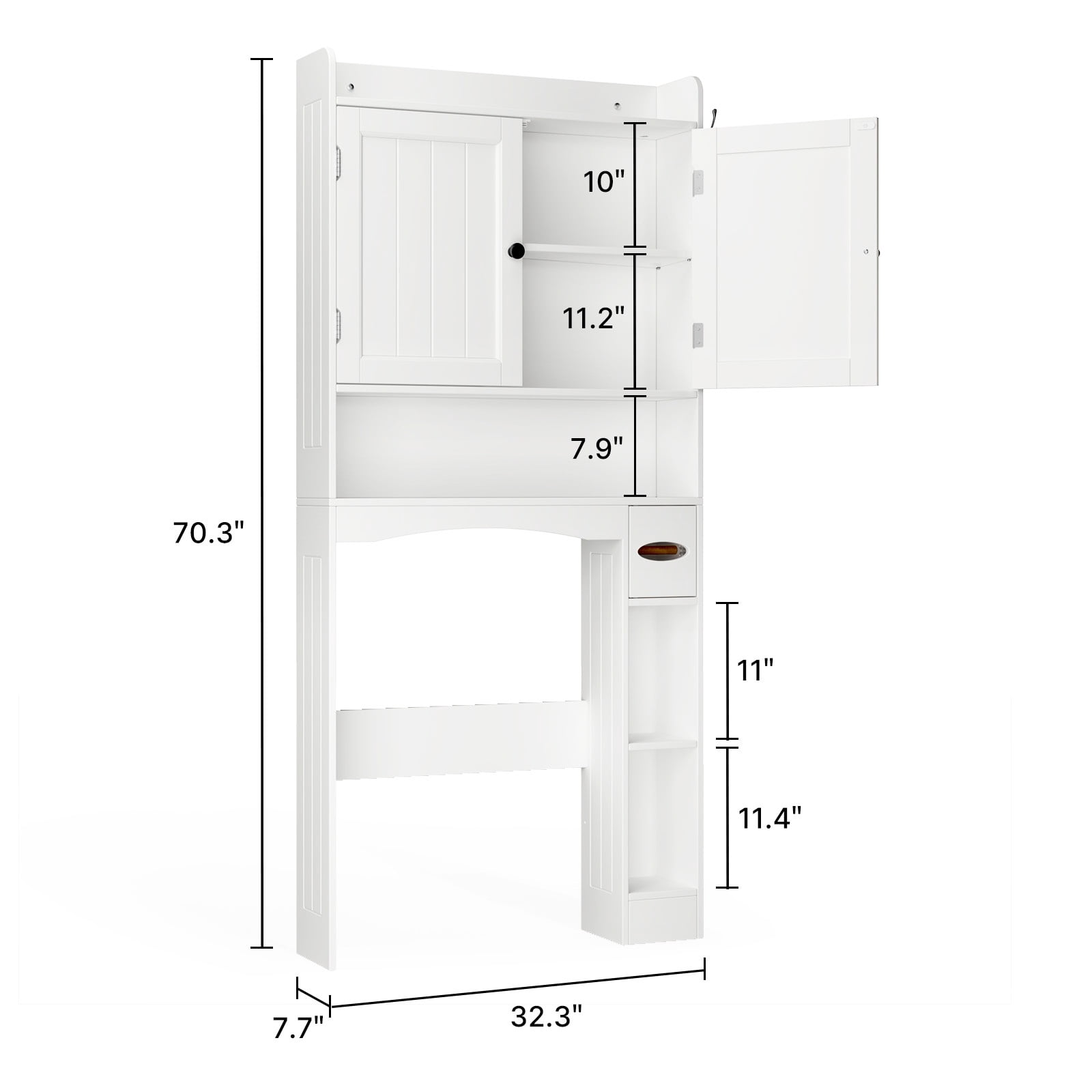 Noelse over the Toilet Storage Cabinet with 2 Doors, Adjustable Shelves, Bathroom Organizer Cabinet, White