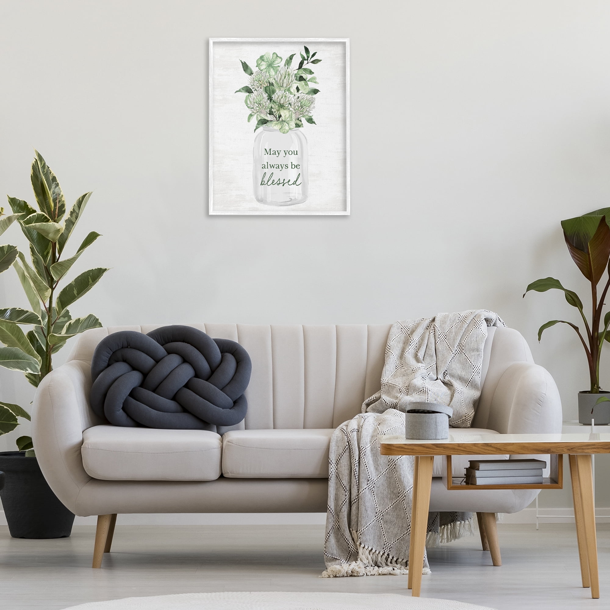 Stupell Industries Be Blessed Bouquet Botanical & Floral Painting White Framed Art Print Wall Art, 24 x 30