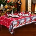 thumbnail image 1 of Mantel navideño, 180 x 150 cm, rectangular, color rojo, para mesa de comedor, lavable, grande, 1 of 1