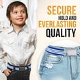 thumbnail image 6 of Hold'em Elastic Belt for Toddler Unisex Kids with Silver Square Buckle - Striped Royal and White, 6 of 6