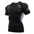thumbnail image 2 of Mens Compression Shirts Short Sleeve Athletic T Shirt Running Tops Cool Dry Workout Gym Undershirt Grey L, 2 of 3