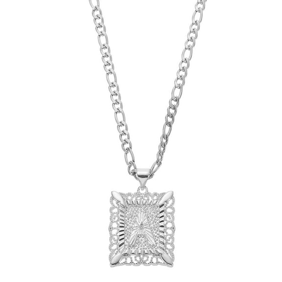 Uxcell 20" Initial Letter Pendant Necklace for Men Women, Capital Alphabet A, Silver