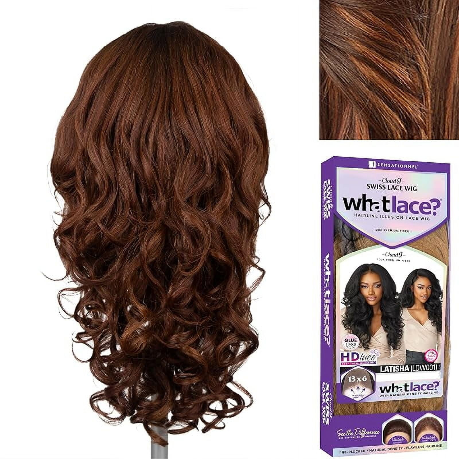 Sensationnel What lace 13x6 Wigs - latisha lacefrontal hand tied glueless synthetic with natural density preplucked hairline (Off Black 1B)