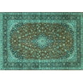 thumbnail image 1 of Ahgly Company Machine Washable Indoor Rectangle Medallion Turquoise Blue Traditional Area Rugs, 2' x 5', 1 of 4