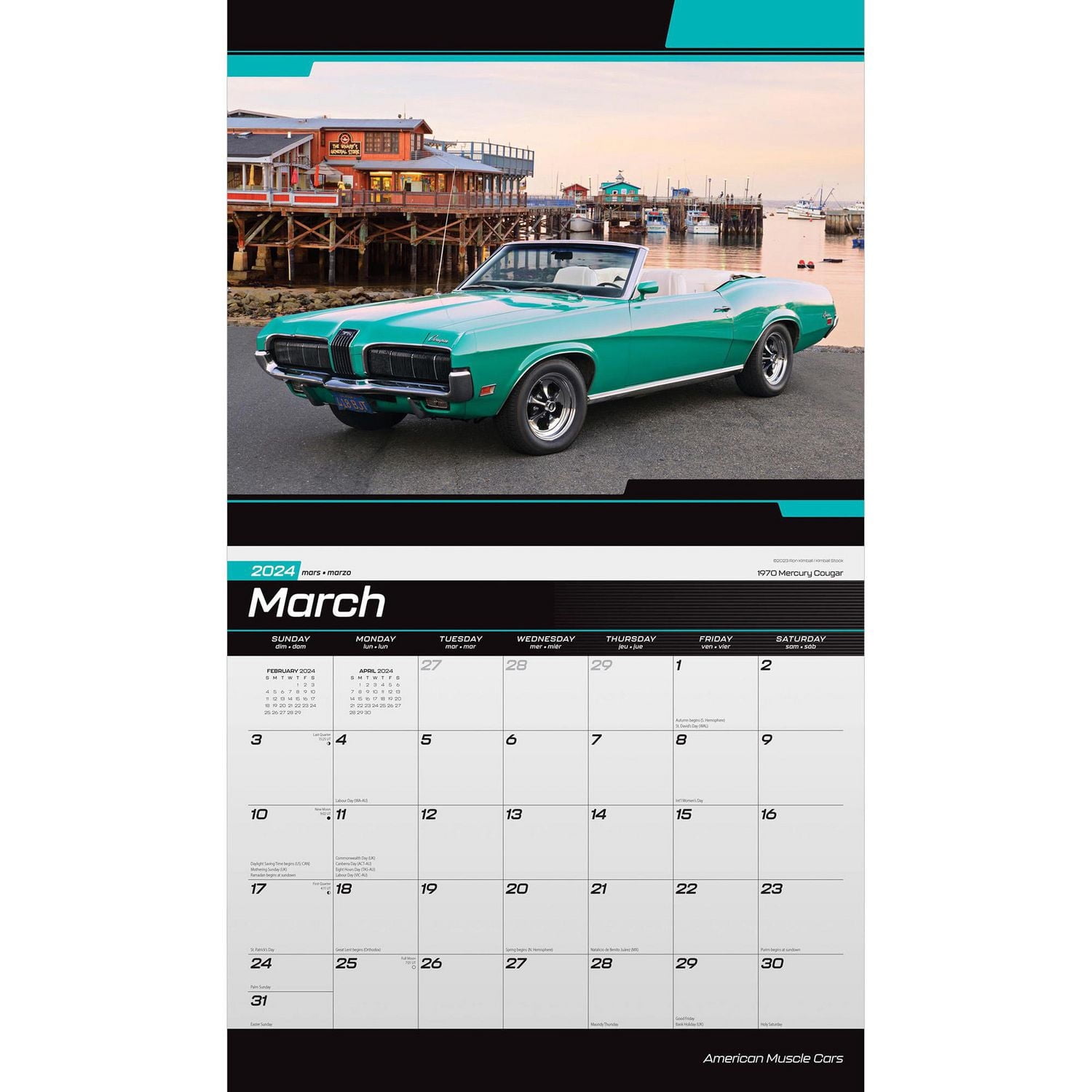 BrownTrout American Muscle Cars 2024 14x24 Inch Deluxe Wall Calendar, 9781975466411