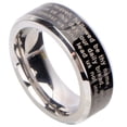 thumbnail image 4 of Anillo bíblico con cruz de oración, alianzas de boda, anillo de cruz de acero grabado, 4 of 8