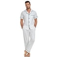 thumbnail image 2 of ANLIQI Mens Pajamas Set 100% Cotton Soft Button Pajamas for Men Short Sleeve Sleepwear 2 Piece Lounge Pjs Sets (White,M), 2 of 8