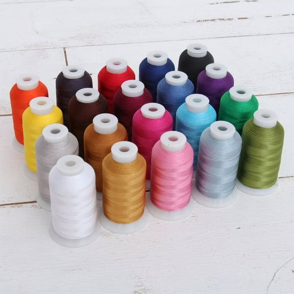 Threadart 20 Spool Polyester Embroidery Machine Thread Essential Colors | 1000M Spools 40wt | For Brother Babylock Janome Singer Pfaff Husqvarna Bernina Machines - 10 Sets Available