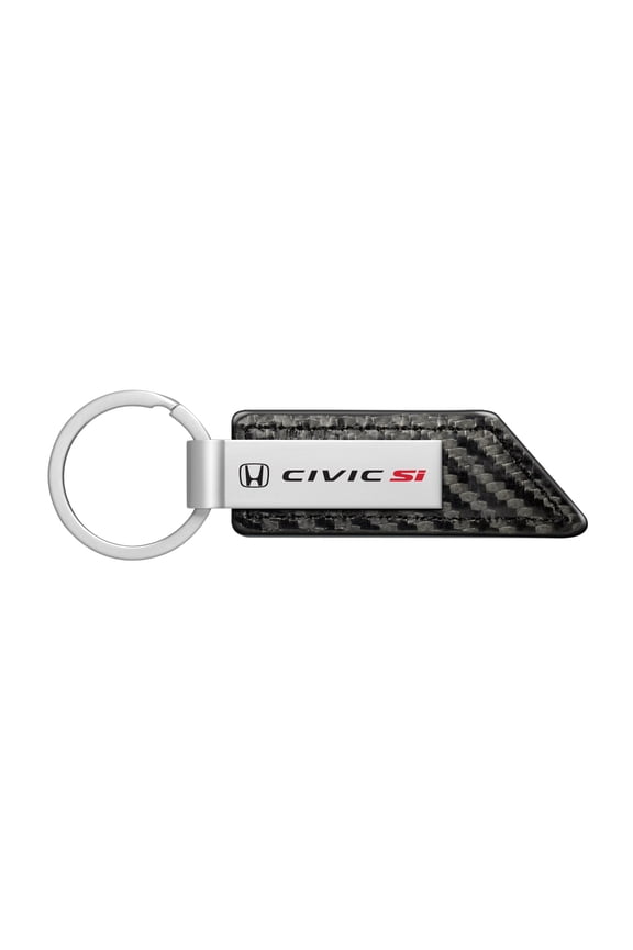 Honda Civic Si Carbon Fiber Texture Black PU Leather Strap Key Chain