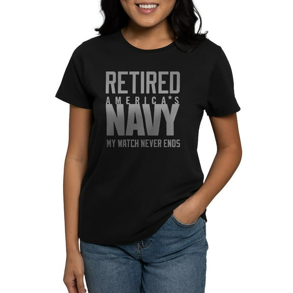 CafePress - US Navy Retired Not Decommiss Women's Dark T Shirt - Women's Traditional Fit Dark T-Shirt