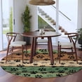 thumbnail image 4 of Round Area Rug 7 Ft, Dark Sage Green Brown Washable Non-Slip Circle Carpet for Living Room/Bedroom, Farmhouse Dog Paw Vintage Low-Profile Large Runner Mat Collection Rugs for Indoor, 4 of 7