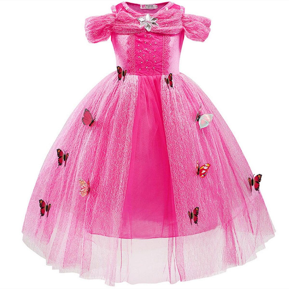 Girls Dress Up Shimmering Butterfly Princess Dress Set 3-5 Years Pink Purple