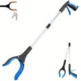 thumbnail image 1 of 1-Pack 34 Inch Extra Long Grabber Reacher with 360°Rotating Jaw & Magnet Foldable Pickup Mobility Aid Reaching Assist Tool (Blue), 1 of 7