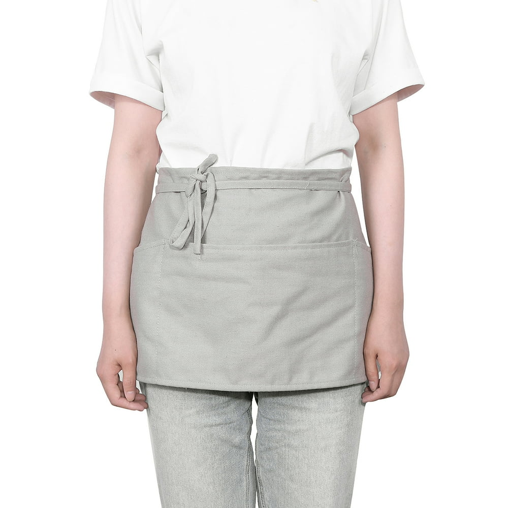 Waist Apron with 3 PocketsWaitress Server Short Half Apron for Men