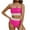 02-Hot Pink, variant on Women's High Waisted Bikini Sets Tummy Control Two Piece Swimsuits Color Block High Cut Bathing Suit Green M