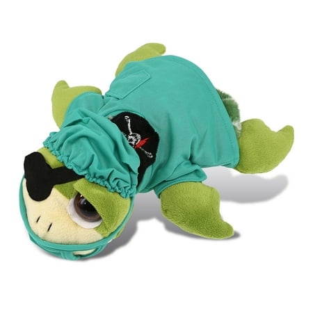 DolliBu Green Pirate Sea Turtle Doctor Plush Toy - Super Soft Turtle Doctor Stuffed Animal Dress Up with Scrub Uniform and Cap Outfit - Fluffy Doctor Toy Plush Gift - 10.5 Inches