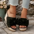 thumbnail image 2 of Rokmnt Womens Bow Wedges Dress Sandals 2026 Fashion Leopard Bride Wedding Bowknot Platform Chunky Heeled Slip on Pumps Casual High Heels Summer Shoes Black Size 6, 2 of 7