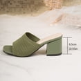 thumbnail image 3 of SACFOF Women's Knit Mesh Slip On Block Heeled Mule Sandals Fashion Square Toe Comfort Casual Beach Low Chunky Heels Open Toe Walking Slide Sandals, 3 of 6