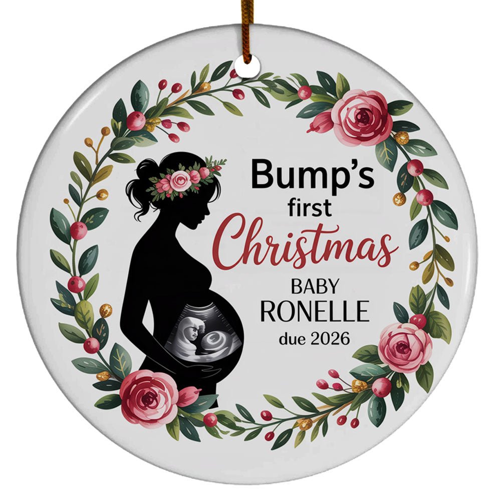 Photo Baby Sonogram Christmas Ornament 2025, Photo Bump First Christmas & Mommy Ornament Gift, Custom Name Text Picture Year Expecting Baby Christmas Ornaments