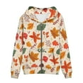 thumbnail image 4 of FKELYI Fall Maple Leaves Zipper Hoodie Elastic Autumn Ladies Zippered Sweatshirts Novelty Breathable Thanksgiving Activewear Hoodies Jacket Size L, 4 of 6