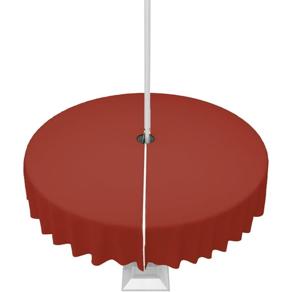 Outdoor Tablecloth Solid Color Red Round Patio Tablecloths 60 Inch, Waterproof Outside Table Cloths with Umbrella Hole and Zipper, Minimalism Simple Summer Table Cover for Outdoor Tables Garden
