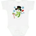 thumbnail image 3 of Inktastic Christmas Snowman in Top Hat with Candy Cane Boys or Girls Baby Bodysuit, 3 of 5