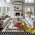 thumbnail image 3 of 5x8 Area Rugs for Living Room, Farmhouse Cow Non Slip Area Rugs for Kitchen Bedroom Entryway, Country Sunflowers Pig Cabin Barn Wooden Washable Carpet Runner Rug Floor Mats for Bedroom Home Decor, 3 of 8