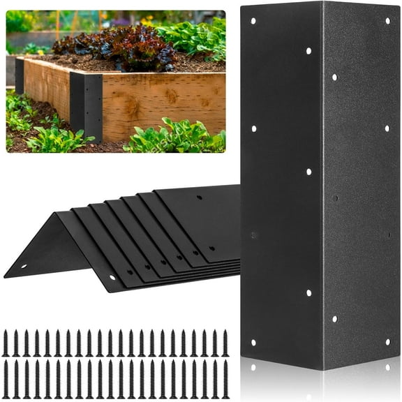 8-Pack Heavy-Duty Metal Corner Brackets for Raised Garden Beds (11"x3"x3") - L-Shaped Reinforced Connectors with Short/Long Screws, Fits 20"-24" Vegetable Planter Garden（A）