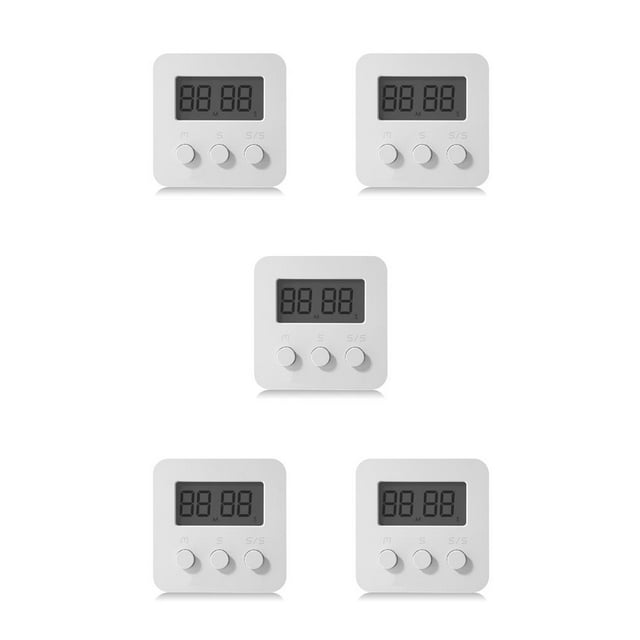 pitrice Wall Mount Digital Timer Clock Time Management Teachers Training Workout Timing Device Household Bakery White 5Set