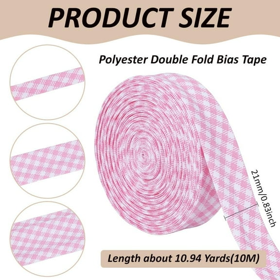 10.94 Yards Pink Stripe Bias Tape 0.83 Inch Double Fold Bias Binding Tape Pre-fold Bulk Bias Tape for Cheongsam Decoration Clothing Seaming Piping