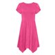 thumbnail image 5 of Mujeres Manga Corta Tops Estilo Casual Cuello Redondo Sólido Irregular Doblado Vestido, Vestido de Manga Corta para las Mujeres Falda Primavera Verano Diario, 5 of 6