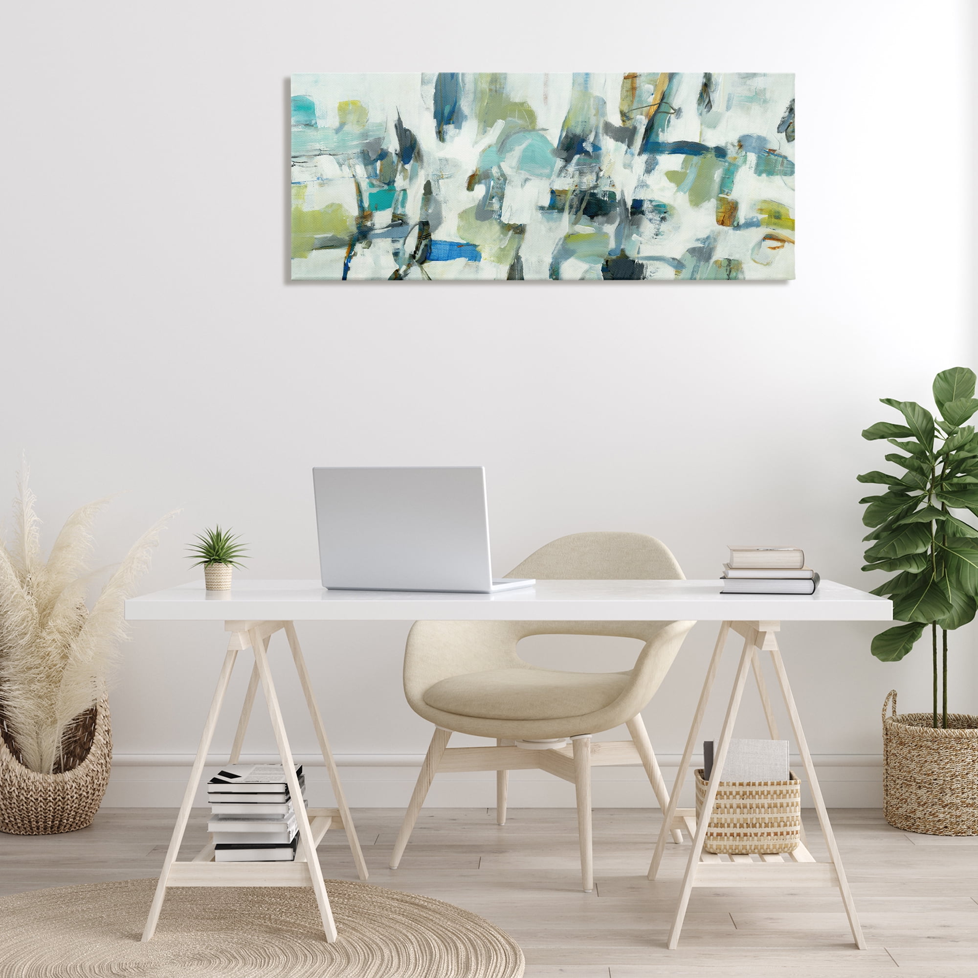 Stupell Industries Chaotic Brush Strokes Layered Abstract Painting Wrapped Canvas Art Print Wall Art, 48 x 20