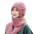 thumbnail image 4 of Hontri Neck Gaiter Integrated Ear Windproof Cap Scarf Knitting Thick Warm Ear Guard Hat Hooded Scarf Women Winter Knitted Hat Neck Warmers for Women Pink, 4 of 8