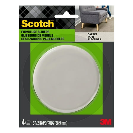 Scotch Furniture Sliders, Reusable, Strong, Move Heavy Furniture, 3.5 in., 4 Pack