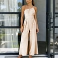 thumbnail image 3 of Cutuoiiu Women's Summer Straps One Shoulder Pleated High Waist Business Casual Wide Leg Jumpsuit Pants Gifts, 3 of 9