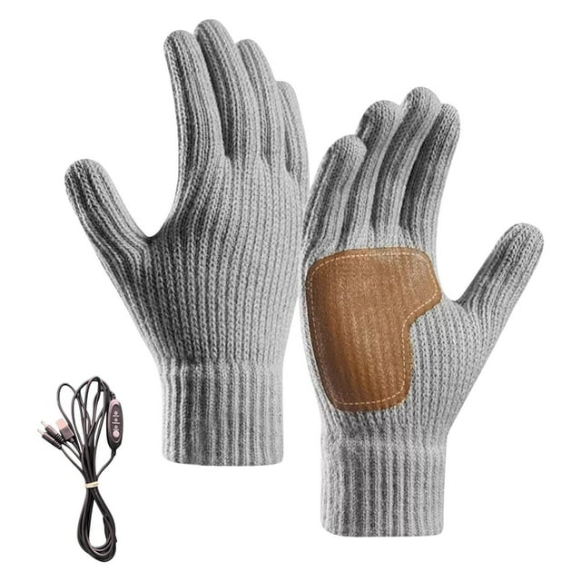 SIYTUAU Usb Heated Gloves Non-Slip Waterproof Windproof Three Temperature Adjustable Touch Screen For Driving Running Grey Grey