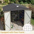 thumbnail image 3 of Homall 8 x 6 ft Outdoor Storage Shed, Durable Patio Metal Storage Shed with Floor Frame & Lockable Doors for Garden Backyard Lawn, Brown, 3 of 7