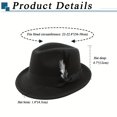 thumbnail image 4 of OIOLOYJM Fedora Hats for Men Casual Classic Short Brim Felt Hat with Feathers Band Fashion Outdoor Dress Work Trilby Hats Black, 4 of 4