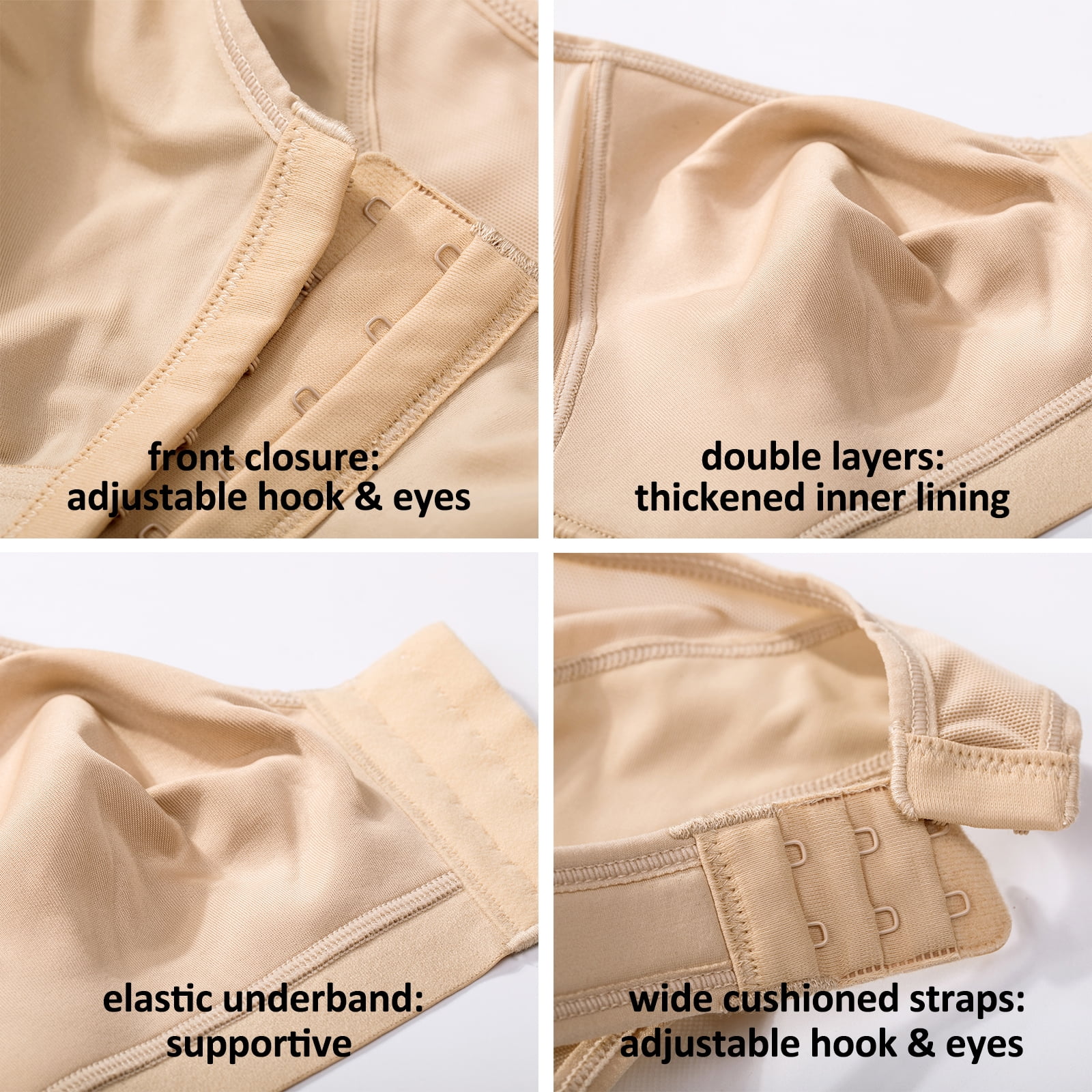 DELIMIRA Women's Front Closure Posture Wireless Full Coverage Bra Plus Size