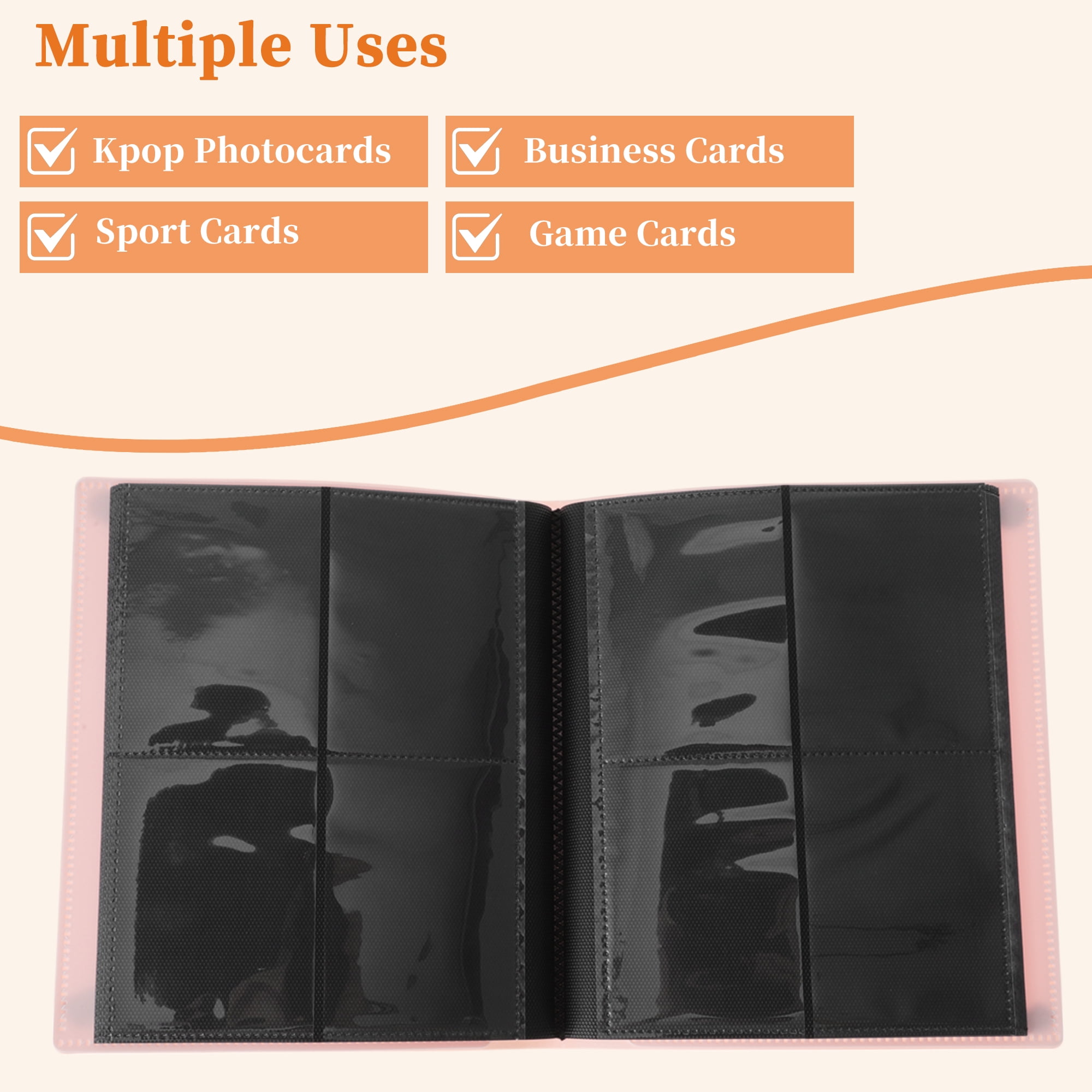 Unique Bargains Card Binder with 160 Card Capacity 4 Pockets and 20 Pages ["Pink"]