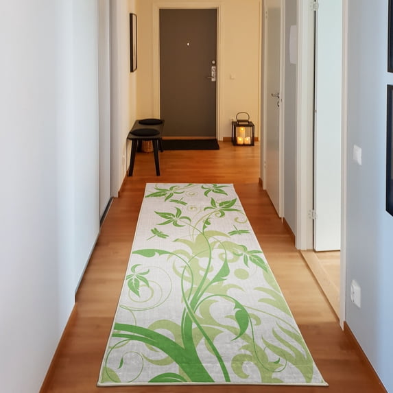 Dragonfly Decorative Rug, Swirled Floral Background Damask Curl Branches and Leaves Print, Quality Carpet for Bedroom Dorm and Living Room, 6 Sizes, Lime Green, by Ambesonne