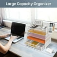 thumbnail image 2 of INTIGE 5-Tier Metal Desktop File Organizer with Handle, Drawer and Pen Holders, White, 1 Piece, 2 of 6