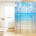 thumbnail image 5 of Beach Shower Curtain, Tropical Sea Beach Ocean Waves Blue Sky Seaside Scene Bathroom Curtain Waterproof Fabric Machine Washable with Hooks,72" Wx84 L, 5 of 6