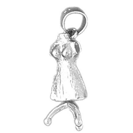 14K White Gold Dress On Hanger Pendant - 20 mm