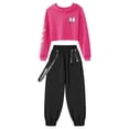 thumbnail image 3 of YEAHDOR Big Girls Juniors Activewear Sweatshirt with Jogger Pants Outfit Set Sports Hip Hop Dance Outfit Rose 14, 3 of 7