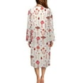thumbnail image 2 of Yuyamidu Mushroom Long Sleeve Bathrobe for Women O Neck Robe with Front Zipper Lightweight Mid-Calf Length Robes Size 2XL Soft Sleepwear Ladies Long Elegant Night Robes, 2 of 7