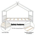 thumbnail image 4 of Full Size House Bed, Montessori Style Floor Bed Frame, Wood Fun Playhouse Twin Bed with Headboard and Footboard for Teens（White), 4 of 8
